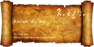 Kerek Éva névjegykártya